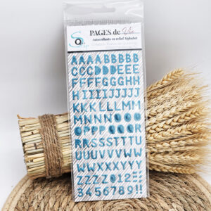 Stickers Alphabet puffy – Bleu – Collection Pages de Vie – Quiscrap – Lot de 3