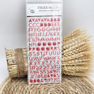 Stickers Alphabet puffy – Rouge – Collection Pages de Vie – Quiscrap – Lot de 3