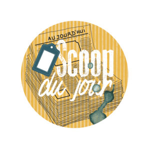 Badge 25mm – Scoop du jour – Collection Pages de Vie – Quiscrap – Lot de 5