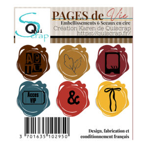 Lot de 6 sceaux en cire – Collection Pages de vie – Lot de 3