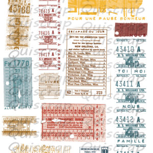 Planche de dies-cut A5 – Tickets vintage – Collection Pages de vie – Lot de 5