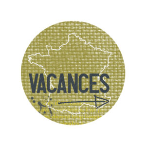 Badge 32mm – Vacances – Collection Douce France – Quiscrap – Lot de 5