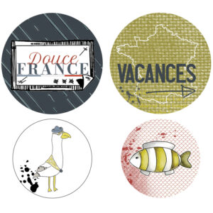 Badge 25mm – Poisson – Collection Douce France – Quiscrap – Lot de 5