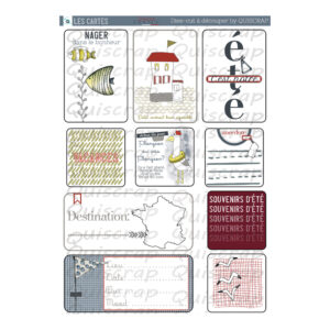 Planche de dies-cut A4 – Les cartes – Collection Douce France – Lot de 5